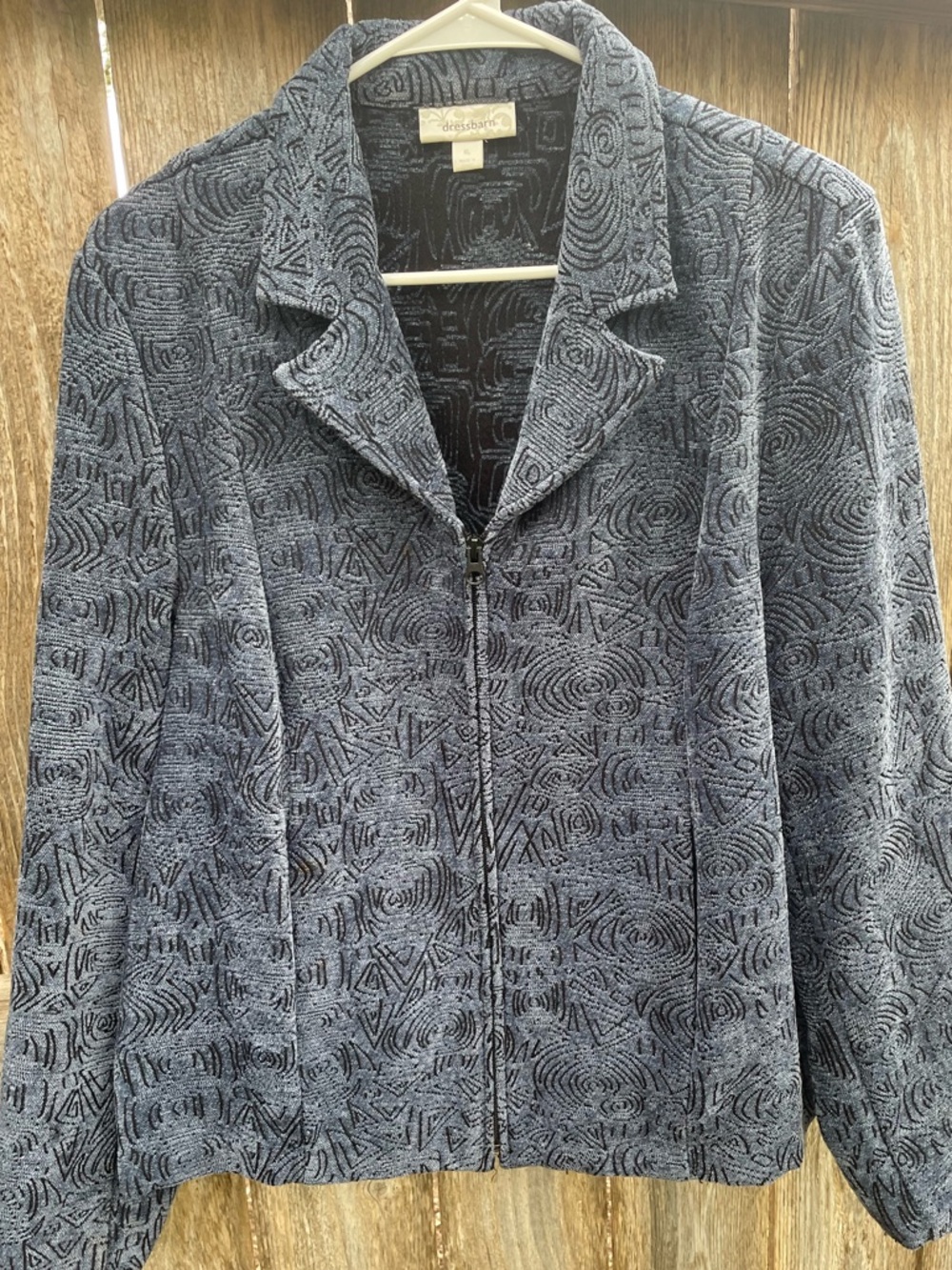 Dress Barn Charcoal Textured Zip-Front Jacket with front pockets